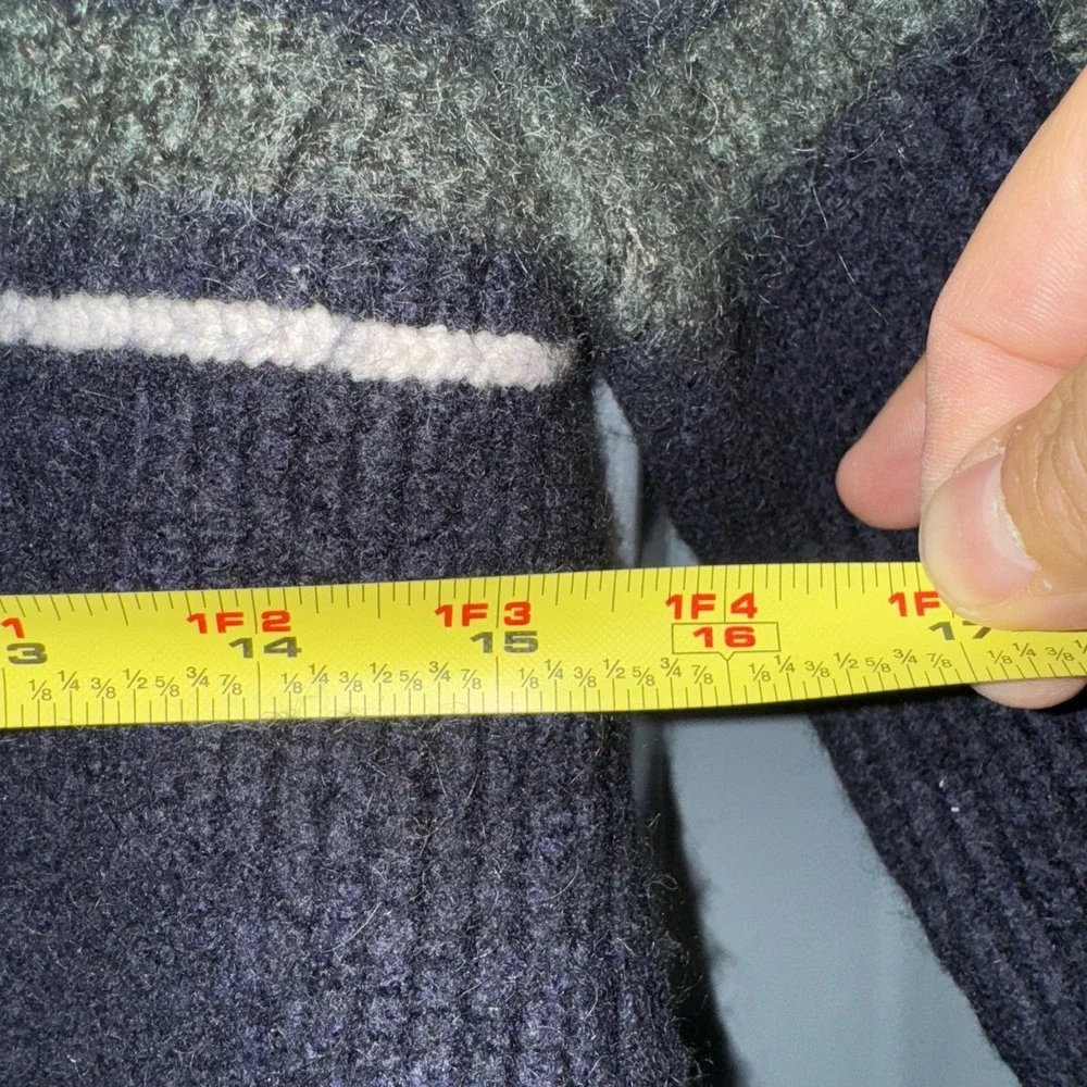 Tory Burch Green And Navy blue Plaid‎ Sweater Wool Mohair Blend Size XL Mohair